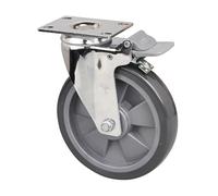 6 Plate Brake Caters Medium Duty 130Kg Load acity TPU Wheels for Warehouse Trolleys Utility Carts Storage Shelves 57226H57677