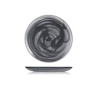 6 Plates H&H in alabaster glass black for fruit with diameter 21 cm