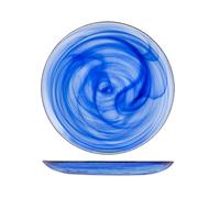 6 Plates H&H in Glass Alabaster Cobalt Flat with Diameter 27.5 cm