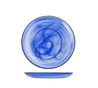 6 Plates H&H in glass alabaster cobalt for fruit with diameter of 21 cm