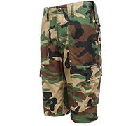 6 Pocket Camouflage Combat Cargo Shorts (36", Woodland Green)