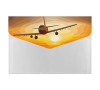 6-Pocket Expanding File Folder, Aircraft Plane at Sunset Accordion File Folder A4 Letter Size, Portable Document Organizer for Receipts, Bills, Office Supplies