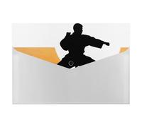 6-Pocket Expanding File Folder, Karate Silhouette Accordion File Folder A4 Letter Size, Portable Document Organizer for Receipts, Bills, Office Supplies