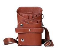 6 Pocket PU Leather Big Space Salon Barber Hair Comb Shear Pouch Holder Case With Belt Hairdressing(Brown)