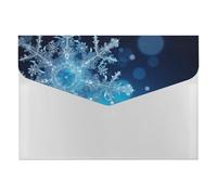 6 Pockets Expanding Blue Christmas Snowflake File Folder Portable Waterproof Accordion File Organizer with Snap Closure Sturdy Document Folders for Home Work Office Use