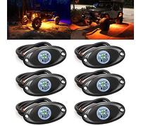 6 Pods LED Rock Lights for Jeep ATV UTV SUV RZR Off Road Ranger Pioneer Wheeler Truck Boat Underbody Glow Trail Rig Lighting Lamp Underglow LED Neon Lights Waterproof 12V-24V - Amber
