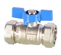 6 Point Brass Ball Valve Compatible with Aluminum Plastic Pipe Materials Using Internal and External Thread Mounting for Long Term Use (N)