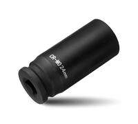 6-Point Impact Socket, 1/2 Inch Drive, 24mm Metric, Durable Reliable Cr-Mo Alloy Steel, 40Cr Alloy Steel Spindle Axle Nut Impact Socket