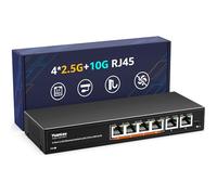 6 Port 10G Ethernet Switch Unmanaged, 4 x 2.5G Base-T Ports, 2 x 10Gb RJ45 Ports, Compatible with 100/1000/2500Mbps, Metal Fanless, VLAN, YuanLey 2.5Gbe Network Switch for 2.5G/10G NAS, Wireless AP