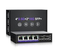 6 Port 2.5G Unmanaged Ethernet Switch, 4 x 2.5G Base-T Ports, 2 x 10G SFP+, Compatible with 100/1000/2500Mbps, Metal Fanless, Desktop/Wall Mount NICGIGA 2.5Gbe Network Switch for Wireless AP, NAS, PC