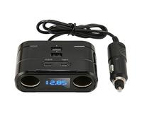 6 Port Car Cigarette Splitter with 2 Cigarette Sockets 2 USB Ports 2 Type C PD22W Fast Charging Ports 60W Total Output Real Time Voltage Display Over Voltage for Cars SUVs Trucks 1