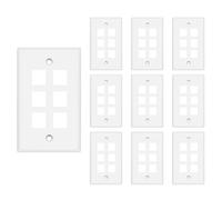 6 Port Single Gang Keystone Wall Plate 10-Pack,Wall Plates for RJ45 Keystone Jack and Modular Inserts, White
