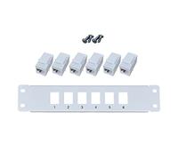 6 Port Straight-through CAT6 Panel RJ45 Cable Adapter Keystone Ethernet Distribution Frame UTP 19in