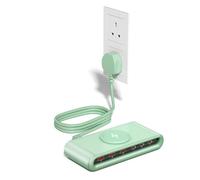 6 Port USB C Charging Station with 10W Magnetic Wireless Charger, 145W Desktop Power Hub, QC3.0 & PD45W Fast Charge for iPhone 16/15/14,iPad, Samsung (green)