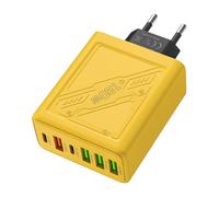 6 Port USB Charger, 6 Port Charging Station - 15W Desktop Charger Adapter - 4 USB Ports and 2 Type C Wall Charger Adapters, USB C Charger Block for Multiple Devices