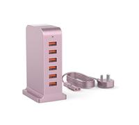 6 Port USB Charging Station 50W, Multi USB Charger Tower | Compatible with iPhone 17 16 15 Series, Samsung Galaxy S26 S25 S24, iPad, AirPods and More