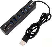 6 Ports USB 2.0 Hub Splitter Adapter Multi USB Combo 2 in 1 with MicoSD SD/TF Card Reader for Notebook/Laptop/PC/MacBook