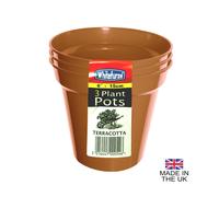 (6" Pot (Pack of 3)) Terracotta Colour Plastic Plant Flower Pots or Saucers - Various sizes 3" to 15"