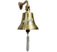 6"Premium Antique Brass Ship Bell - Wall-Mounted Loud Marine Bell with Braided Pull Rope for Indoor & Outdoor Decor