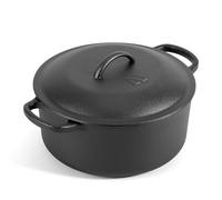 6 QT Basics Cast Iron Dutch Oven Pot with Lid and Dual Handles, Oven Safe up to 500°F Large Cooking Pan,Bread Oven