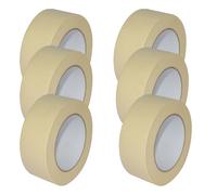 (6) Quality Masking Tape 50mm X 50m Indoor/outdoor