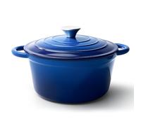 6 Quart Dutch Oven Pot with Lid, Non Stick Enameled Cast Iron Dutch Oven for Bread Baking, Heavy-Duty, Oven Safe Ceramic Cookware Up to 500°F for Baking, Braising, Stews, Roasting, Blue