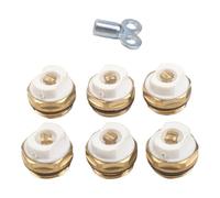 6 Radiator Bleed Valves 1/2" Brass with Key, 10 Bar, Up to 120°C | Includes 6 brass radiator bleed valves and a dedicated wrench for straightforward heating system maintenance.