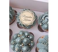 6 Ramadan Mubarak Cupcake Discs, Acrylic Gold Disc, Flower Cake Toppers, Ramadan Cake Topper, Hamper Gift Tags, Cupcake Charms, Decorations.