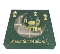 6 Ramadan Mubarak Empty Grid Favour Boxes, Green Favours, Pick Mix Sweet Grid Box, Empty Gift Box, Sweets, Hamper Gift, Decorations.