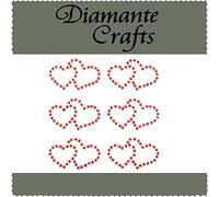 6 Red Diamante Double Hearts Vajazzle Rhinestone Body Gems - created exclusively for Diamante Crafts