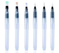 6 Refillable Watercolour Brushes, with Reservoir, Brush Pens, Water Pen, Water Brushes with Fine, Medium, and Large Tips for Watercolor Painting, Sketching Smudging