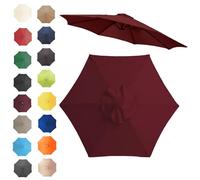 6 Ribs/8 Ribs Market Umbrella Canopy Patio Parasol Replacement Top Cloth Outdoor Replacement Parasol Cover(Burgundy,8 RIBS/270CM(8.8FT))