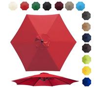 6 Ribs 8 Ribs Sun Umbrella Replacement Cloth, Outdoor Table Umbrella Fabric Canopy Cover, 200cm 270cm 300cm Replacement Umbrella Canopy For Garden Patio Yard Beach Pool Market Table(Color:Red,Size:6 r