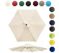 6 Ribs 8 Ribs Sun Umbrella Replacement Cloth, Outdoor Table Umbrella Fabric Canopy Cover, 200cm 270cm 300cm Replacement Umbrella Canopy For Garden Patio Yard Beach Pool Market Table(Color:White,Size:6