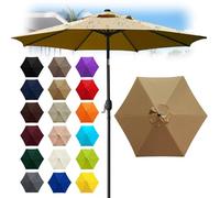 6 Ribs Outdoor Umbrella Canopy Replacement - Replacement Parasol Fabric Cover - 6.6/8.2/8.9/9.8ft Umbrella Cloth - Not umbrella frame - for Garden, Patio, Yard, Beach, Market(Khaki,6 ribs: 2.7m/8.9ft)