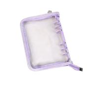 6 Ring Binder with Zipper, Reusable Trading Card Binder Clear PVC Refillable Notebook Shell Sticker Storage Organizer for Collecting Organizing Game Cards (Purple-A6)