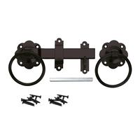 6" Ring Gate Latch - Heavy Duty 4mm Steel with 70mm Rose - Black Japanned, Galvanised or Zinc Plated (BZP) Finish - Traditional Handle for Wooden Gates, Garden Fences, Sheds (Black Japanned)