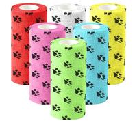 6 Roll 10cm Dog First Aid Kit Pet Vet Wrap Self Adhesive Bandage Self Adherent Cohesive Bandages Pets First Aid Elastic Bandage Dogs Elastic Bandage Wrap Tape for Dogs Vet Tape Elastic (Multicoloured)