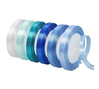 6 Roll Christmas Blue Ribbon for Gift Wrapping, 2/5Inch 24Yd Satin Ribbons for Gift Wrapping Christmas, DIY Craft Light Blue Ribbon, Curling Ribbons for Presents, Bouquet, Florist