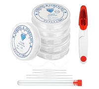 6 Roll Clear Elastic String for Bracelet Making, Invisible String for Jewellery Making, 0.5mm-1.0mm Invisible Thread Nylon Cord for Beads Bracelets Making, with 4 Bead Needles and 1 Pair of Scissors