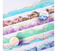 6 Roll PET Washi Tape Set,Transparent Scrapbook Sticker Tape for Scrapbooks,Garbage Diaries,Bullet Diaries,DIY Crafts and Paintings (Color Paradise)