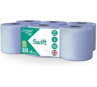 6 ROLL Swift Centrefeed Blue Premium 150m - 2 Ply Flat - Strong & Absorbent Hand Towel - Ideal for Home, Office, Kitchen, Garage & Commercial Use