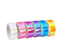 6 Rolls 15mmx5m Self-Adhesive Holographic Metallic Foil Tape for DIY Craft