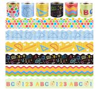 6 Rolls 196.8 Ft Decorative Math Bulletin Board Borders Set - Colorful Classroom Trim - Math Theme Inspired Trim for Home, Classroom, Office & School Decor - Teacher Decor, Wall & Supplies