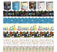 6 Rolls 196.8 Ft Decorative Science Bulletin Board Borders Set - Colorful Classroom Trim - Science Theme for Teachers, Schools & Office Decor -Perfect for Birthday, Back to School Theme