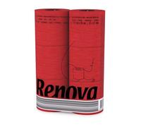 Renova 6 Pack Red Toilet Paper Red Luxurious Soft and Absorbent Bathroom Tissue - 6 Roll Pack with 140 Sheets Per Roll, Dermatologically Tested, Colorfast Design, Premium Quality Virgin Pulp