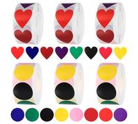 6 Rolls/3000 Sheets Coloured Dot Stickers, 2.5cm/1 Inch Sticker Dots Coloured Circle Stickers, Self-Adhesive Circle Labels, Colored Round Colour-Coding Labels for Office Home Marking and Coding