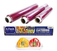 [6 Rolls] 300m x 45cm Professional Cling Film with Slider Cutter - Tear Resistant, Water & Moisture Proof, BPA-Free Catering Cling Film - Freezer Safe Heavy Duty for Kitchen, Home & Commercial Use