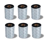 6 Rolls 4.33" x 1476'(110mmx450m) Enhanced Wax Thermal Transfer Ribbon, Core 1", Black, Ink Outside, Barcode Ribbon Compatible with Zebra Printer