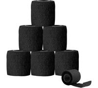 6 Rolls Black Cohesive Bandage Wrap 4.5M x 5CM - Self-Adhesive Elastic Support Tape for Wrist, Ankle, Knee, Gym, Hiking, First Aid and Pet Care - Breathable, Latex-Free, Tearable